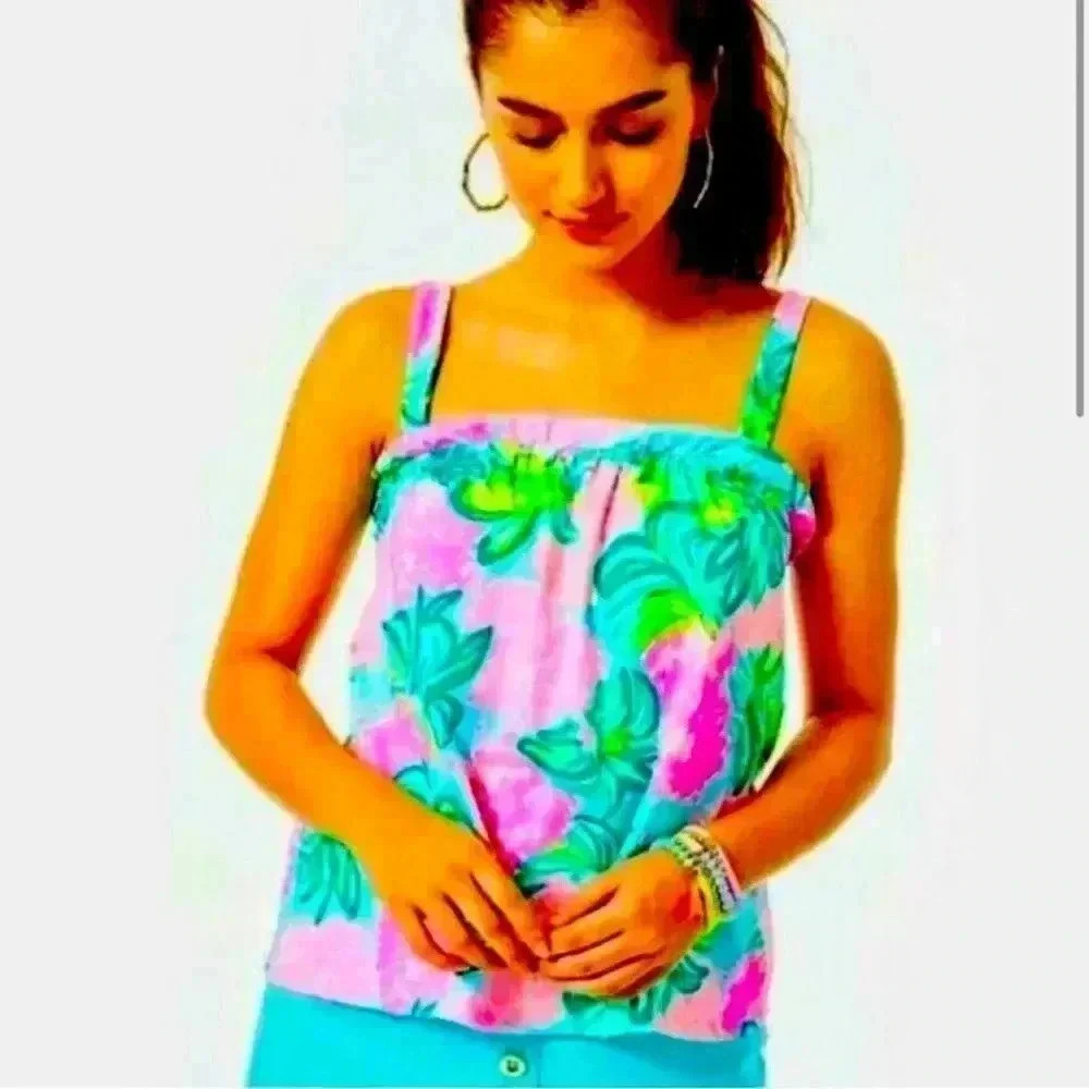 Jia Top blue Ibiza Pineapple Shake XS NWT